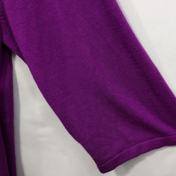 Catherines Open Front Waterfall Hem Cardigan Women's 2X Purple Boho Retro Casual - Picture 3 of 7